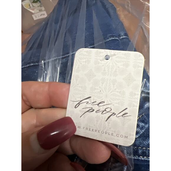 Free People We The Free High Roller Jumpsuit Kansas Sappy Blue Size Large NWT - Picture 7 of 10